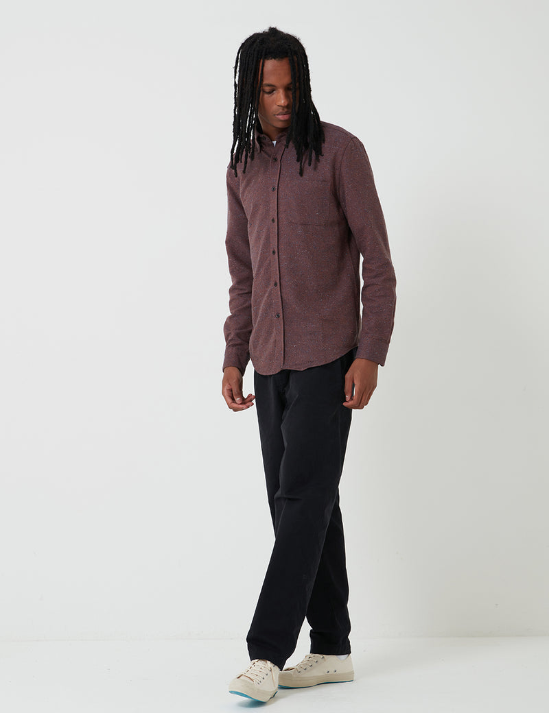 Portuguese Flannel Rude Shirt (Fleck) - Bordeaux