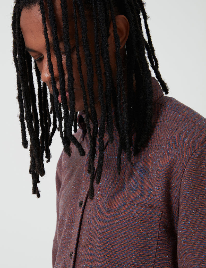 Portuguese Flannel Rude Shirt (Fleck) - Bordeaux