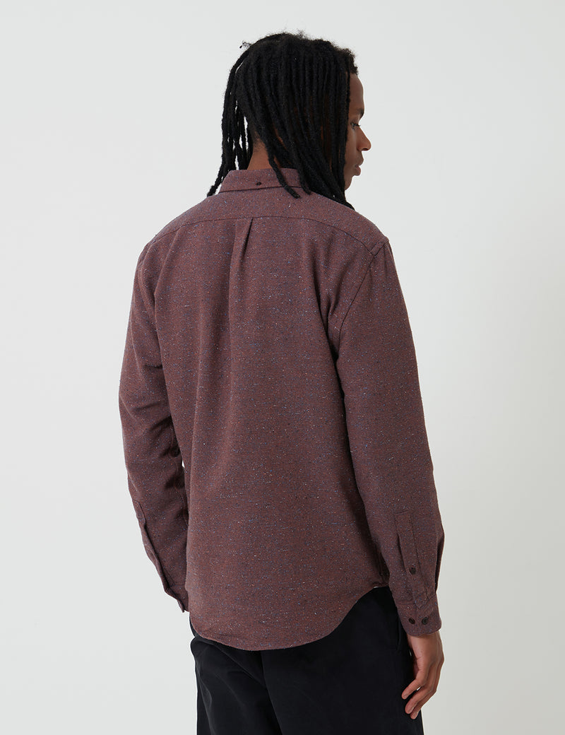 Portuguese Flannel Rude Shirt (Fleck) - Bordeaux