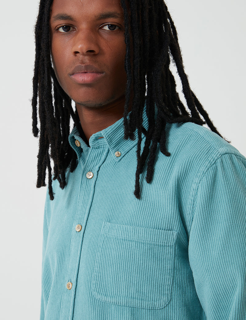 Portuguese Flannel 로보 코듀로이 셔츠-청록색