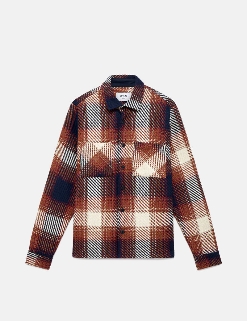 Wax London Whiting Overshirt - Navy Blue/Red