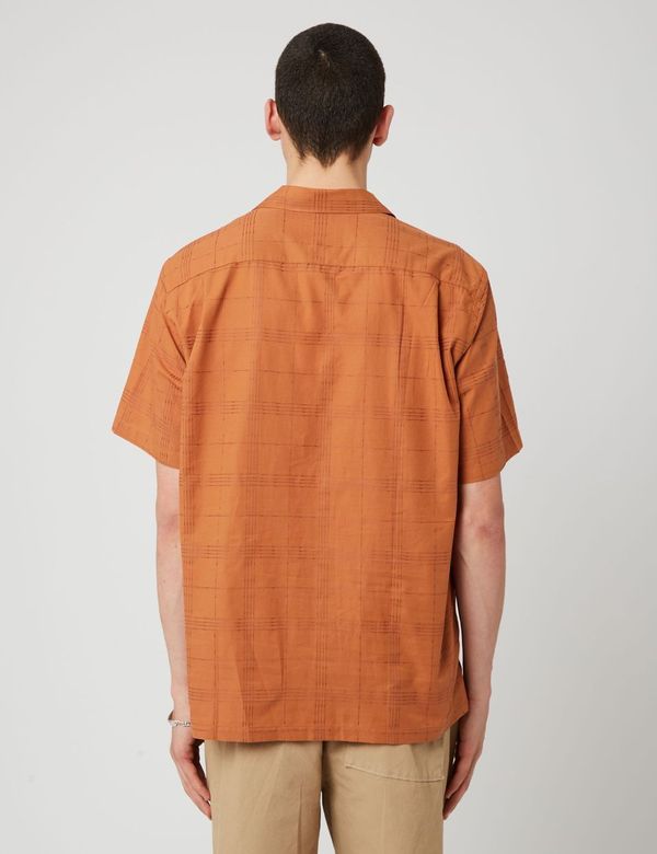 Portuguese Flannel 레일 로드 반팔 셔츠 - 브릭