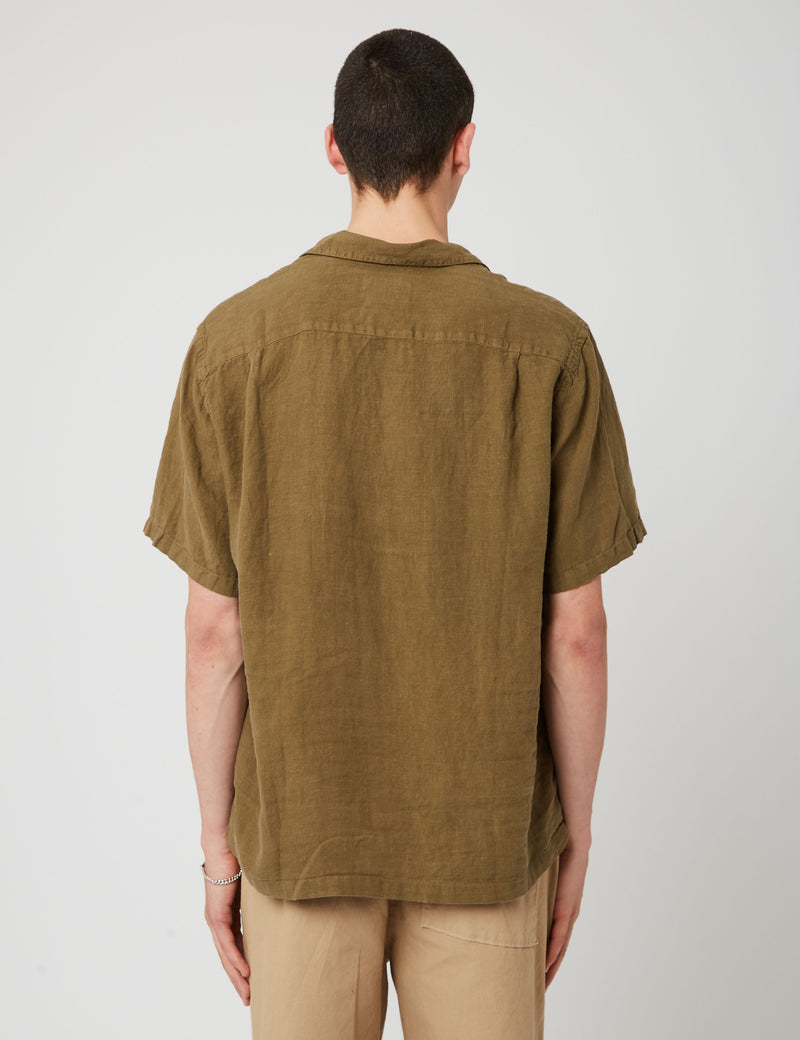 Chemise Col Camp Portuguese Flannel (Lin) - Vert Olive