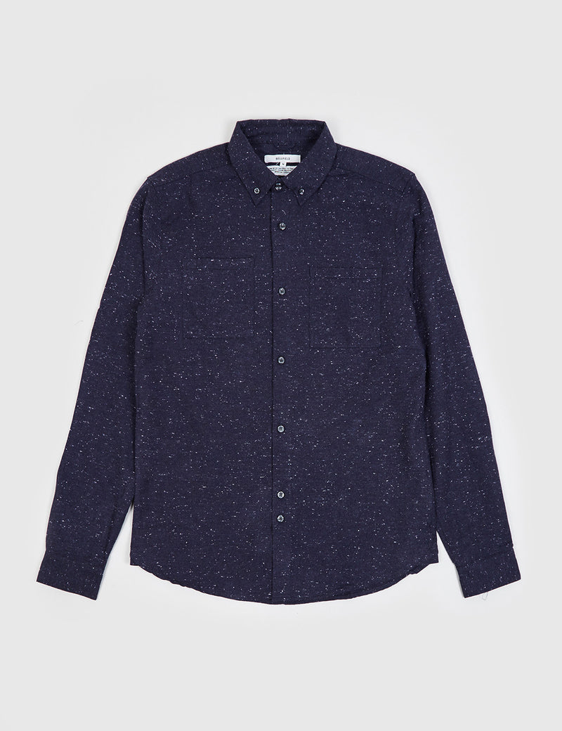 Bellfield Baden Long Sleeve Brushed Shirt - Navy
