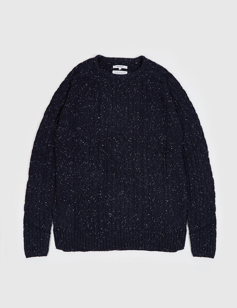 Bellfield Cheveley Cable Knit Jumper - Navy