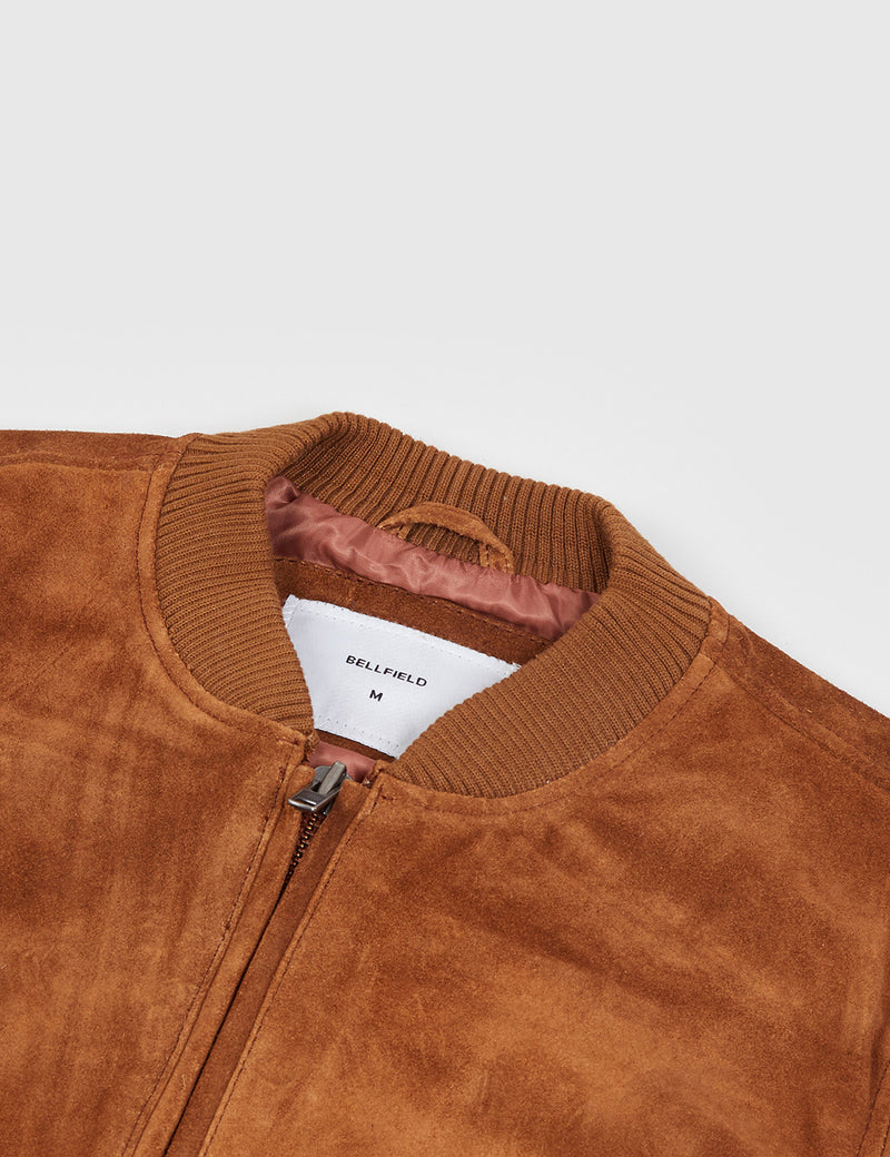 Bellfield Hadon Suede Bomber Jacket - Tan