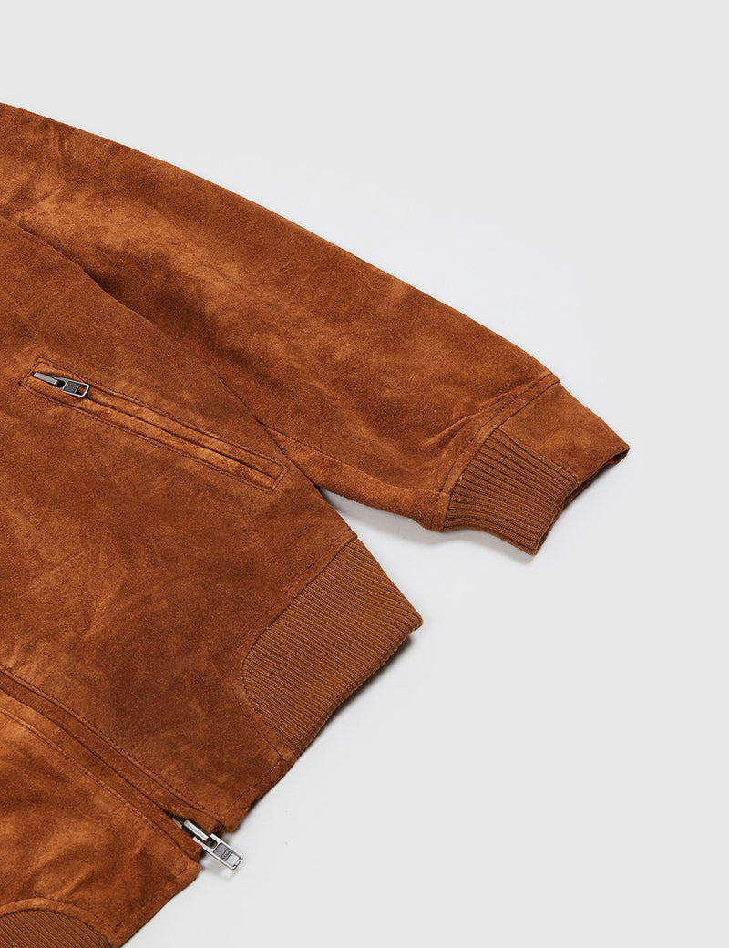 Bellfield Hadon Suede Bomber Jacket - Tan