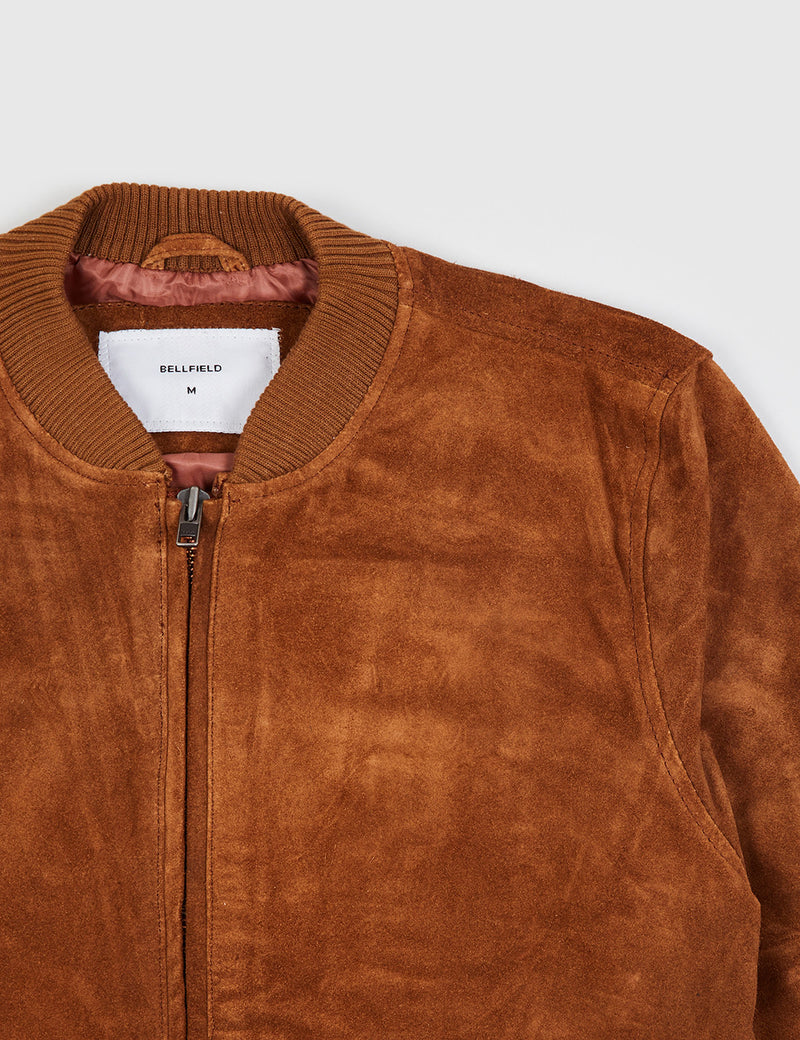 Bellfield Hadon Suede Bomber Jacket - Tan