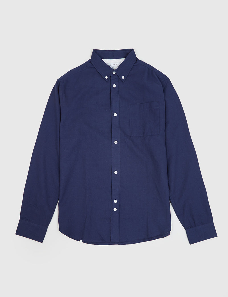 Bellfield Wester Textured Shirt - Navy Blue