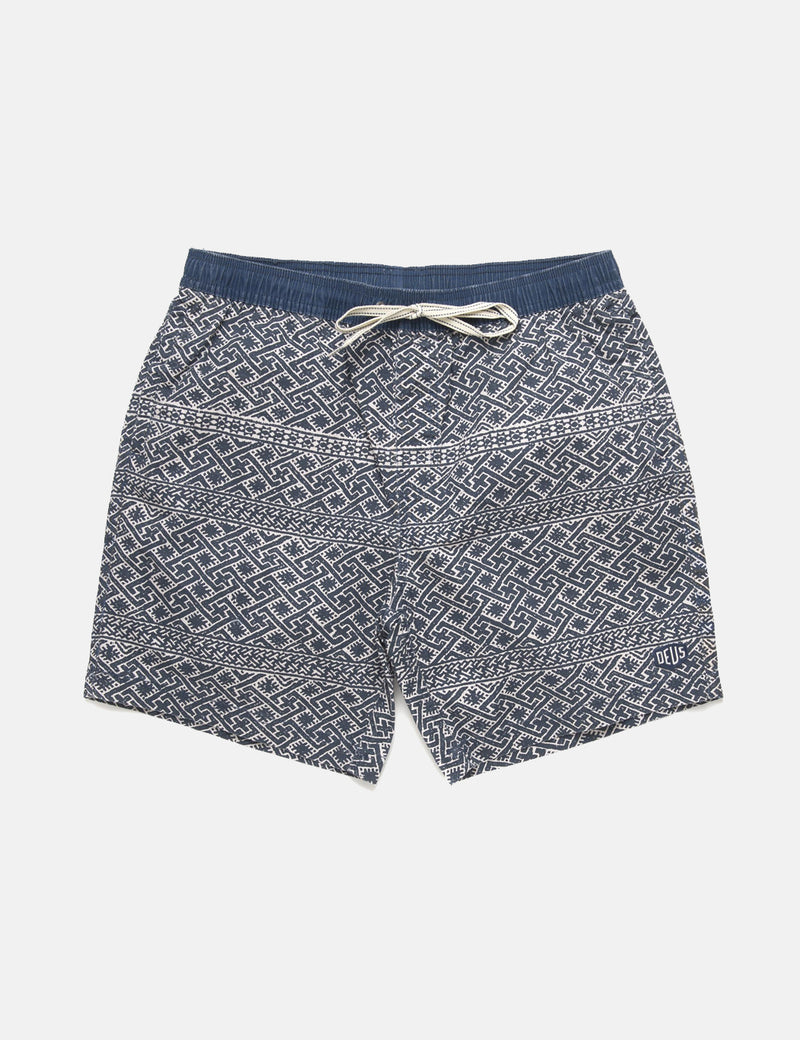 Deus Ex Machina Sandbar Eastern Maze Shorts - Dark Denim