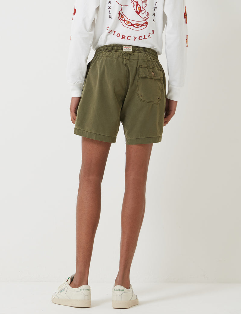 Deus Ex Machina Sandbar Solid Garment Dye Shorts - Dark Olive Green