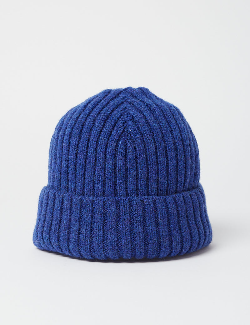 Bhode Rib Beanie Hat (Lambswool) - Persian Blue