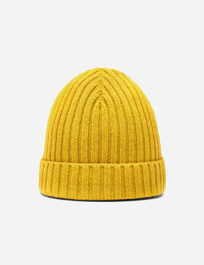 Bhode Rib Beanie Hat (Lambswool)-Mustard Yellow