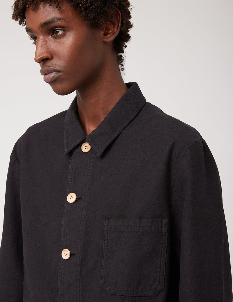 Bhode Chore Jacket (Wood Buttons) - Black