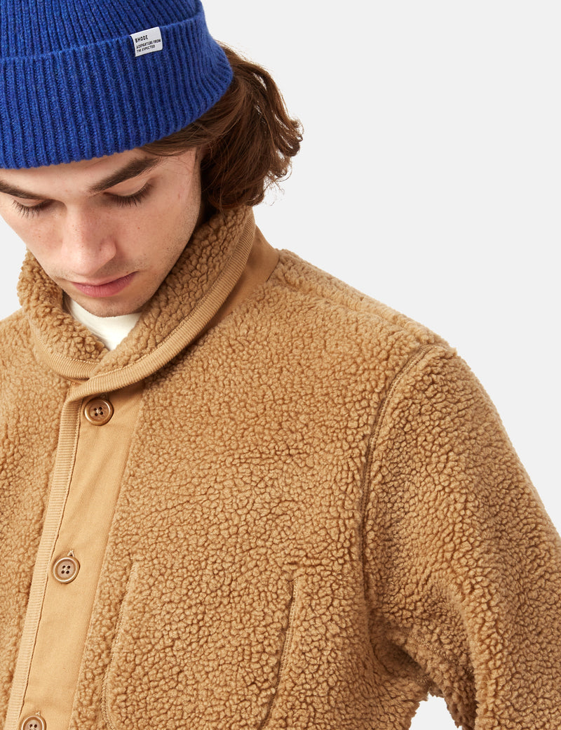 Bhode Fleece mit Schalkragen - Kamel