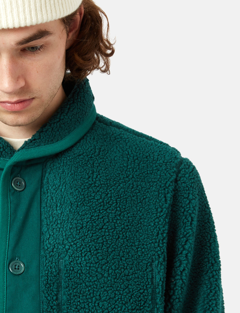 Bhode Fleece mit Schalkragen - Flaschengrün