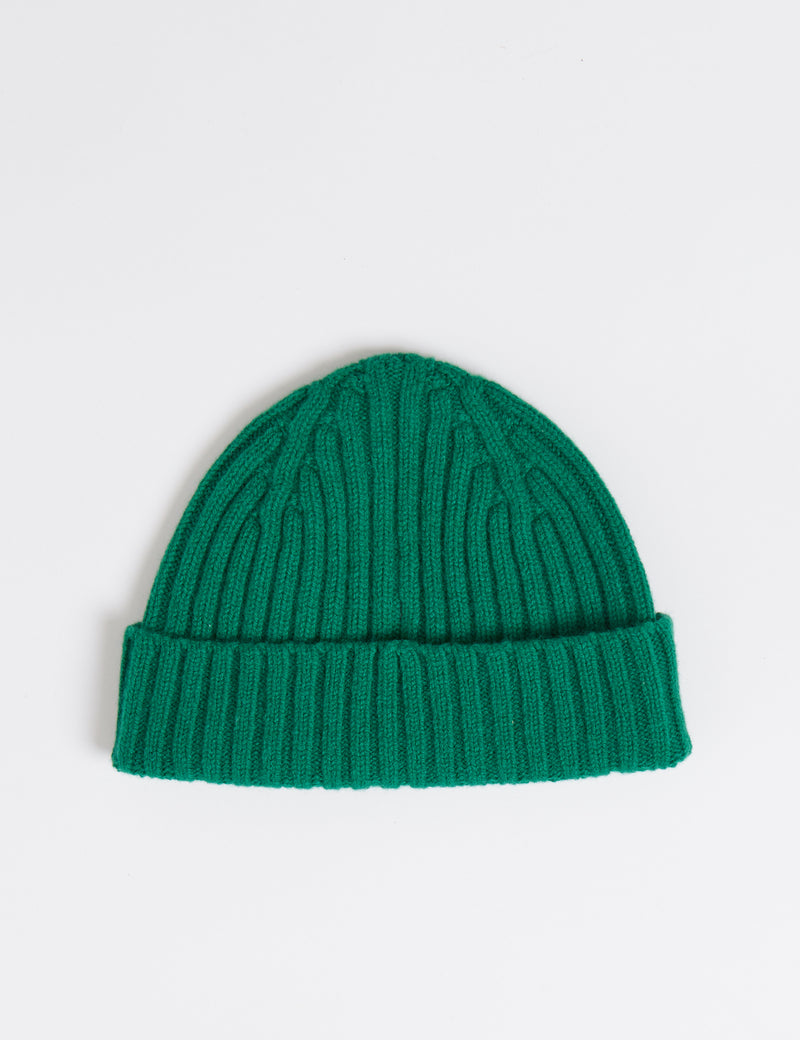 Bonnet côtelé 2x2 Bhode (laine d'agneau) - Grove Green