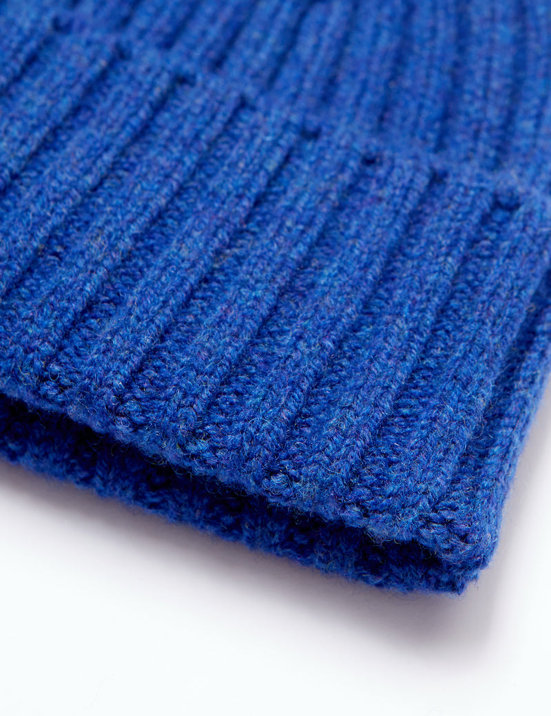 Bhode 2x2 Rib Beanie Hat (Lambswool) - Persian Blue