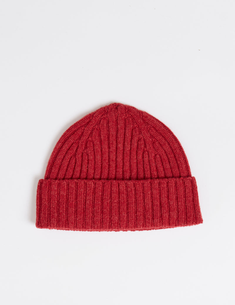 Bonnet côtelé 2x2 Bhode (laine d'agneau) - Rouge coquelicot