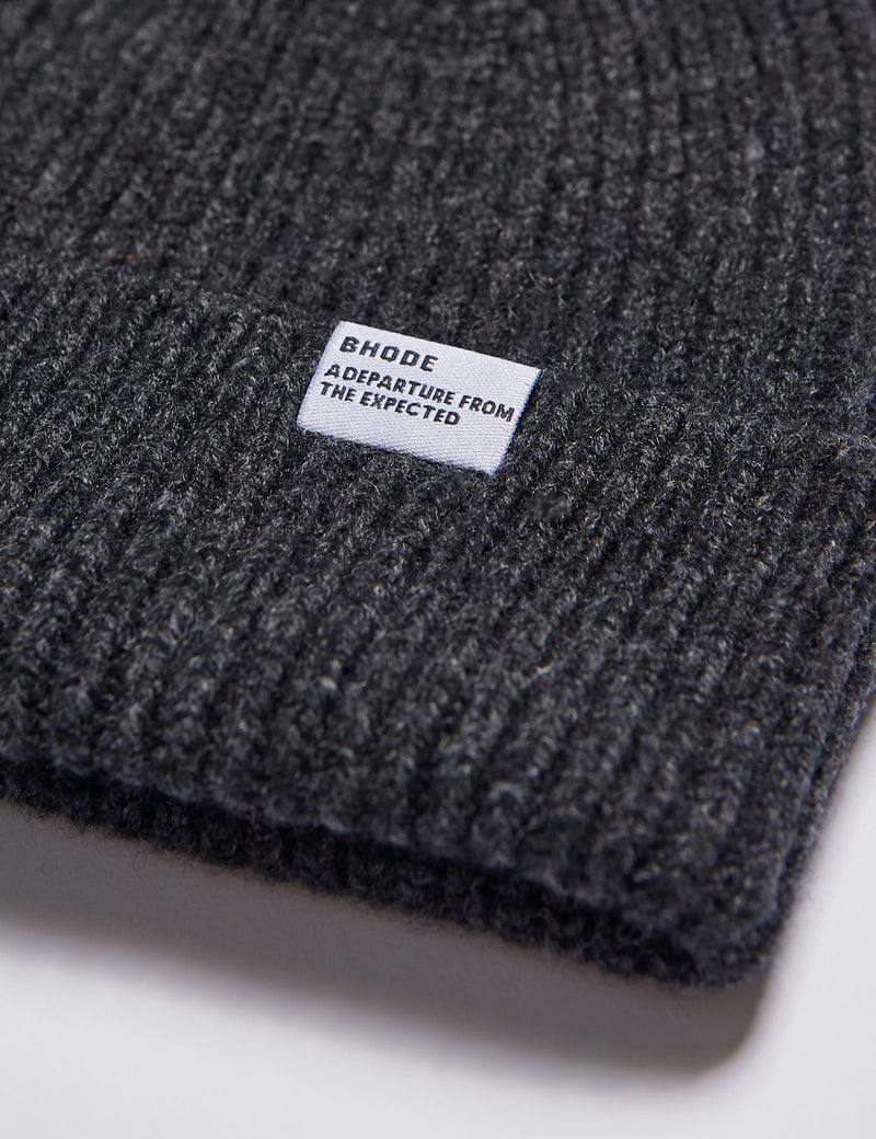 Bhode Hawick Short Beanie Hat (Lambswool) - Charcoal Grey
