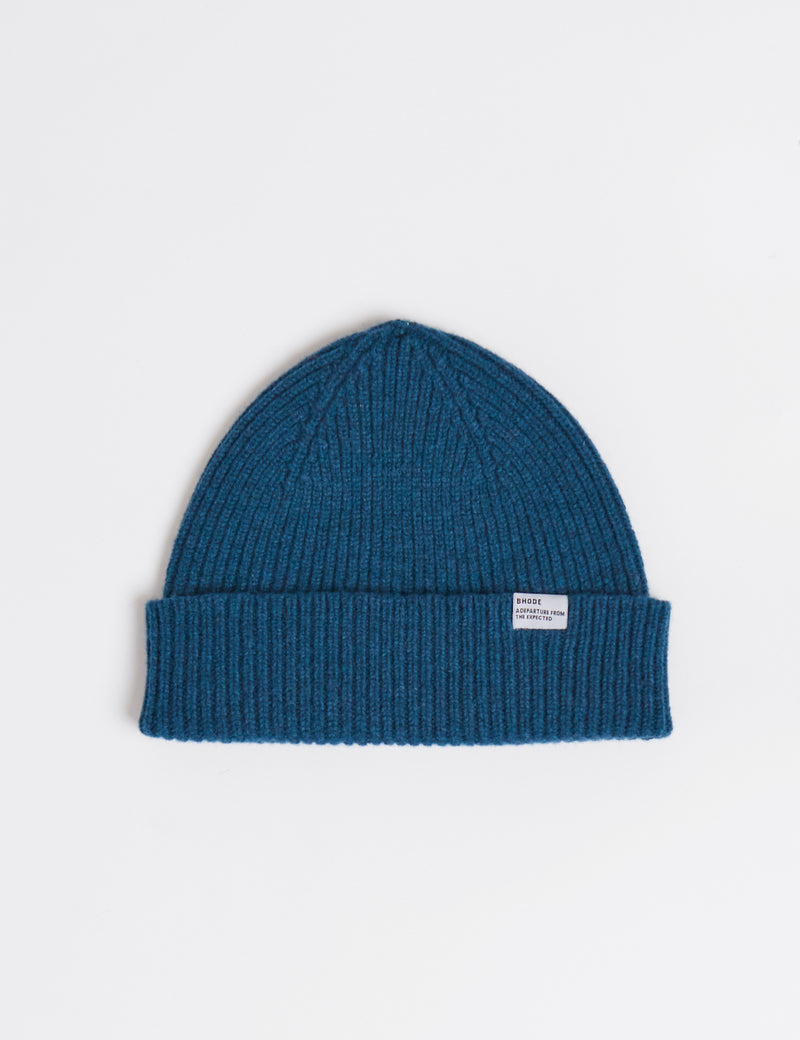 Bhode Hawick Short Beanie Hat (Laine d'agneau) - Diesel Green