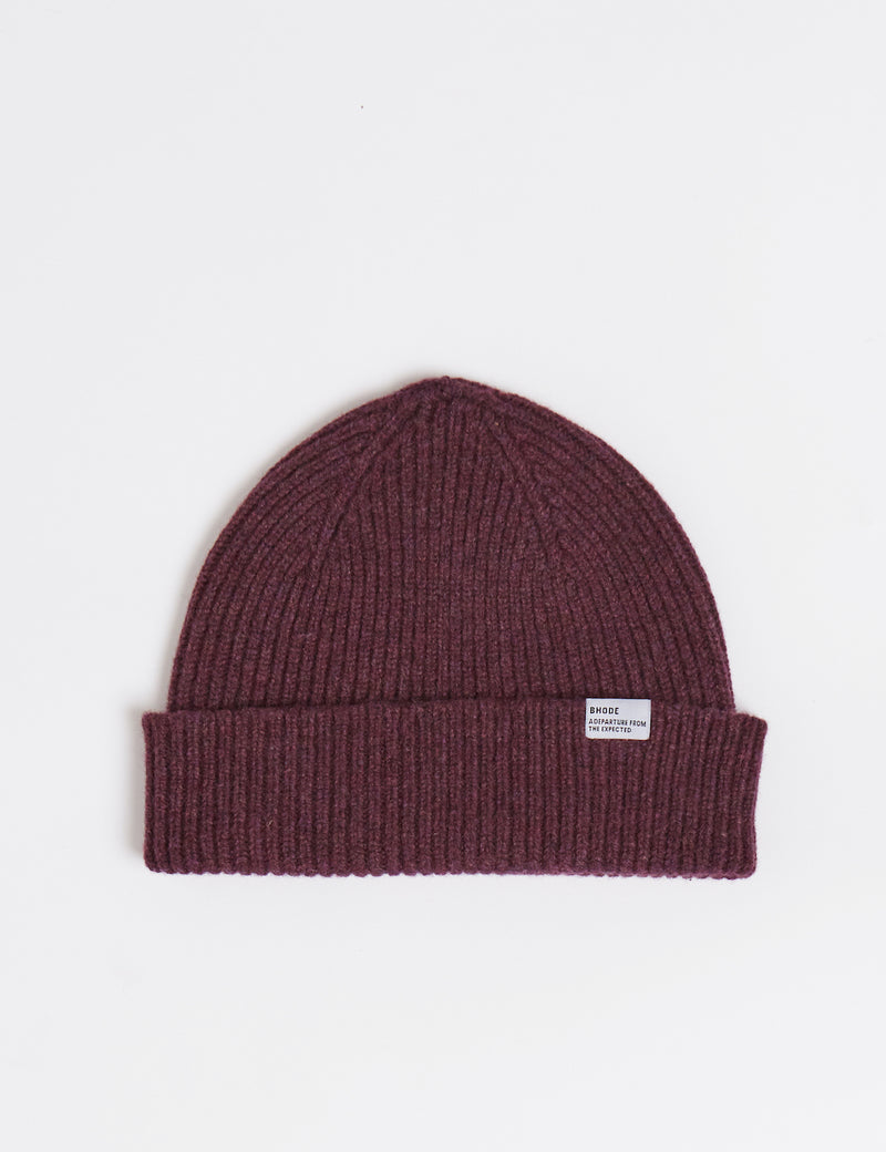 Bhode Hawick Short Beanie Hat (Lambswool) - 그레이프 퍼플