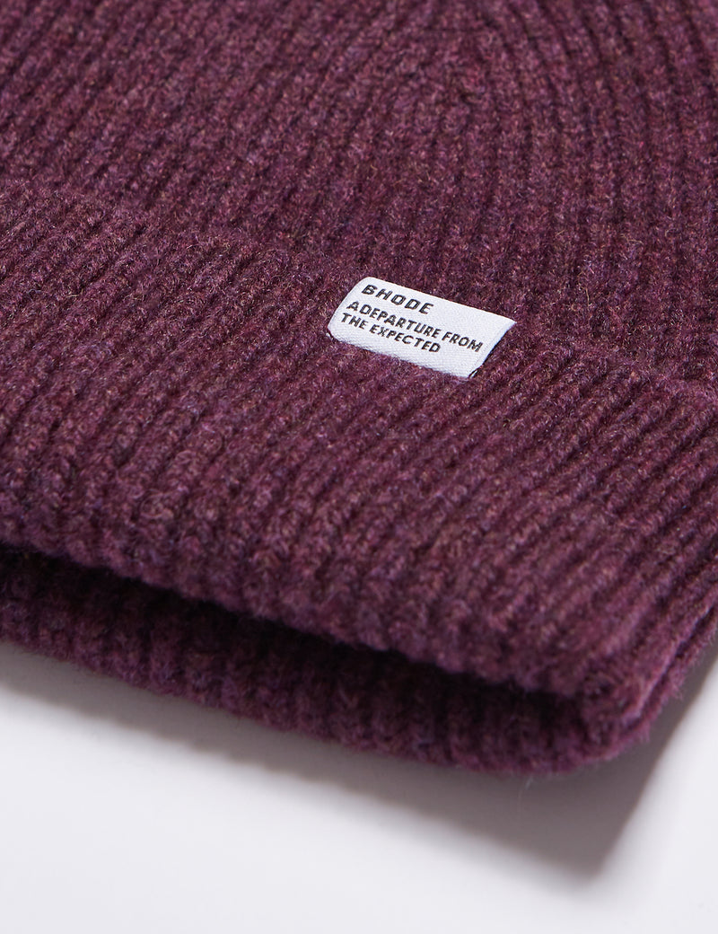 Bhode Hawick Short Beanie Hat (Lambswool) - 그레이프 퍼플