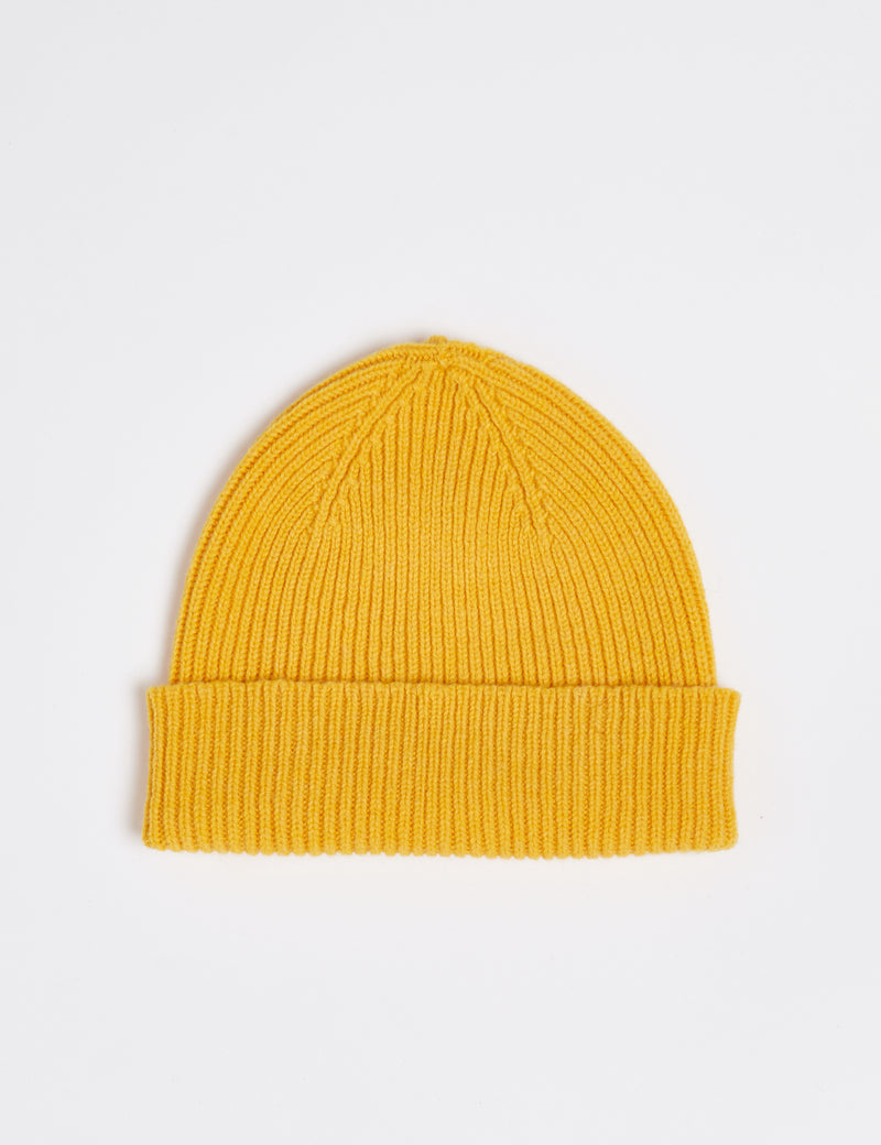 Bhode Aran Short Beanie Hat (Lambswool) - Pamplemouse Yellow