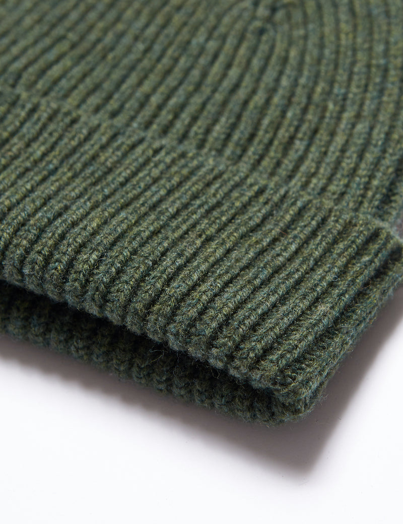 Bhode Aran Short Beanie Hat (Lambswool) - Rosemary Green
