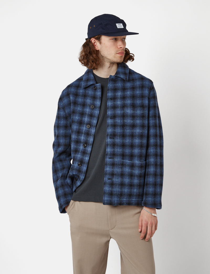 Bhode Chore 3D Check Jacket (Wool) - Blue