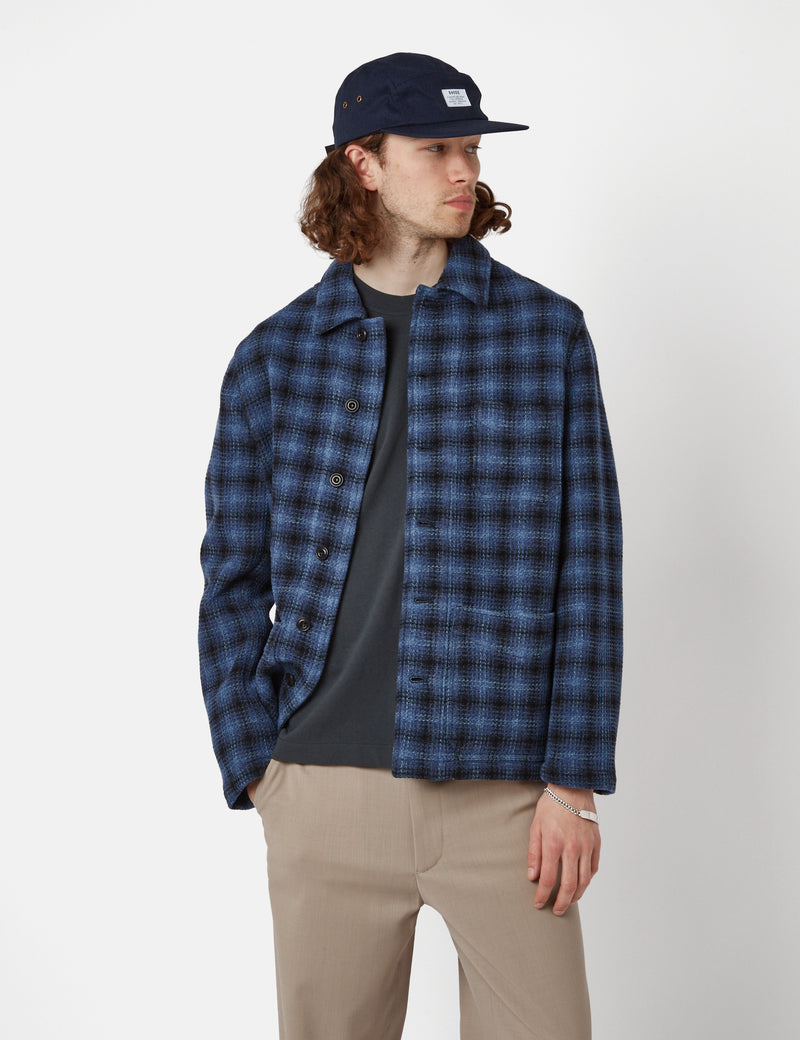 Bhode Chore 3D Check Jacket (Wool) - Blue