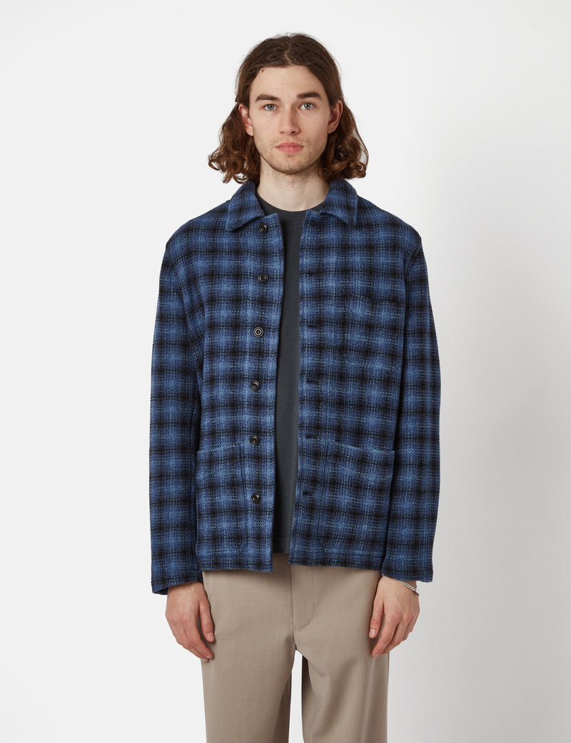 Bhode Chore 3D Check Jacket (Wool) - Blue