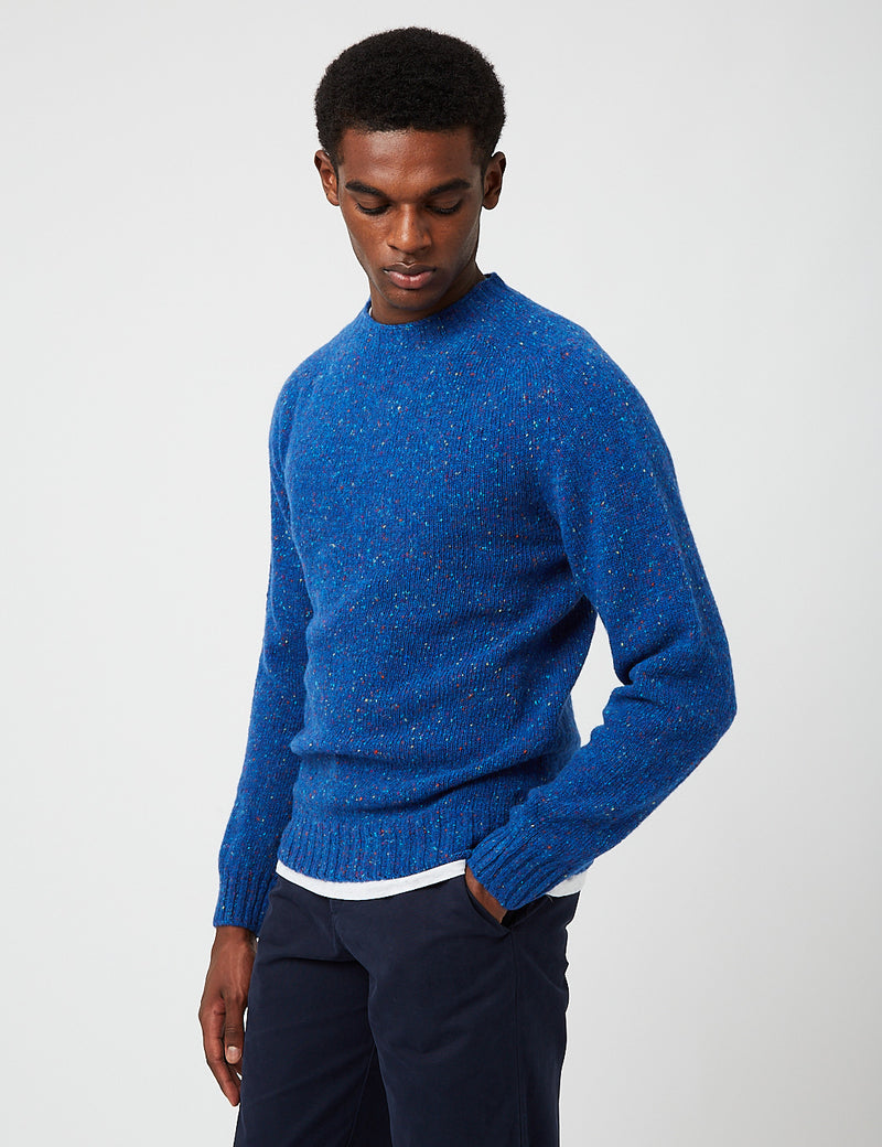 Bhode Lambswool Jumper（Made in Scotland）-ディープブルー