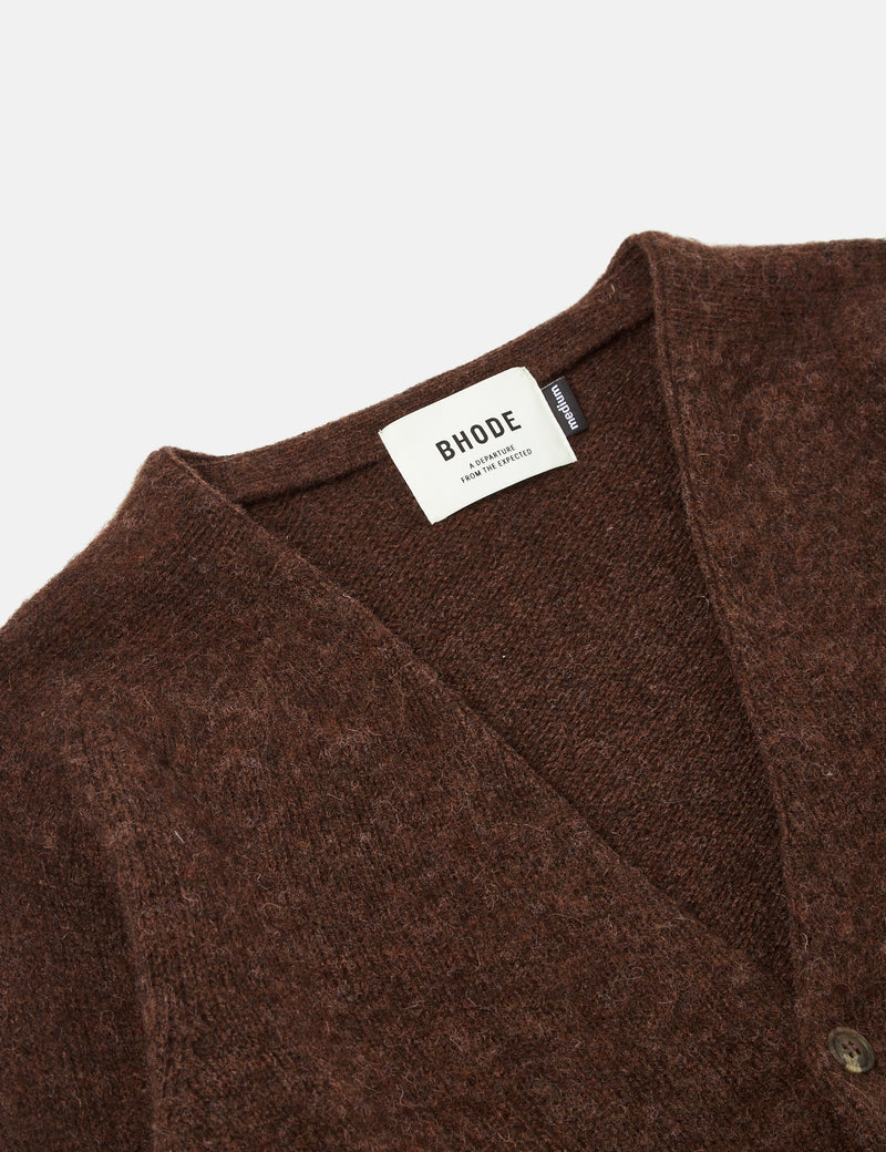 Bhode Lambswool Cardigan (Made in Scotland) - Coffee