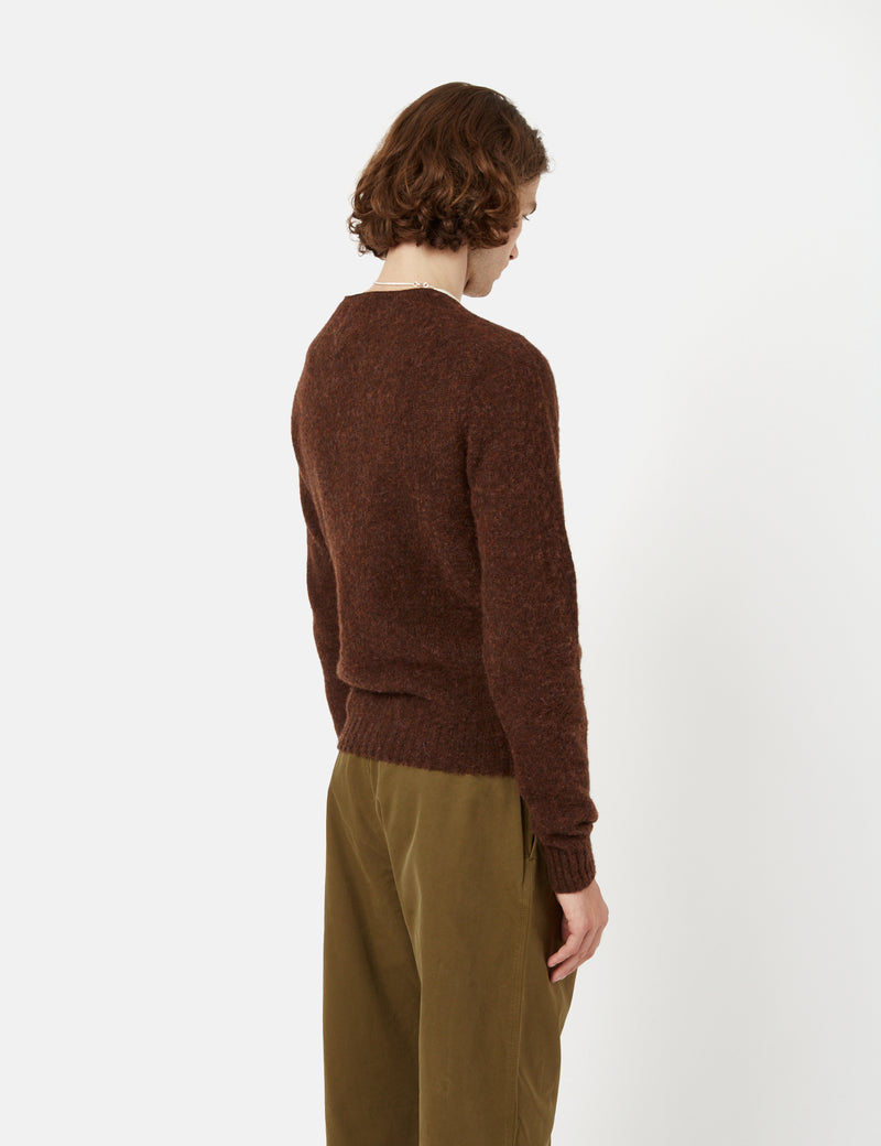 Bhode Lambswool Cardigan (Made in Scotland) - Coffee