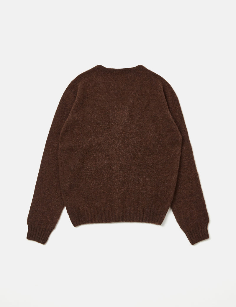 Bhode Lambswool Cardigan (Made in Scotland) - Coffee