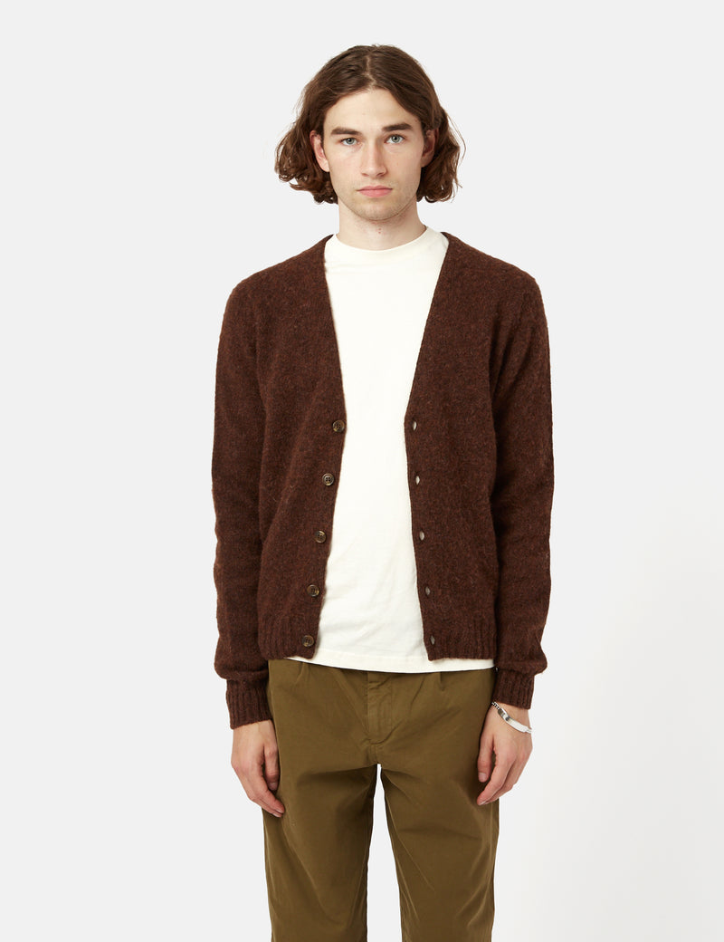 Bhode Lambswool Cardigan (Made in Scotland) - Coffee