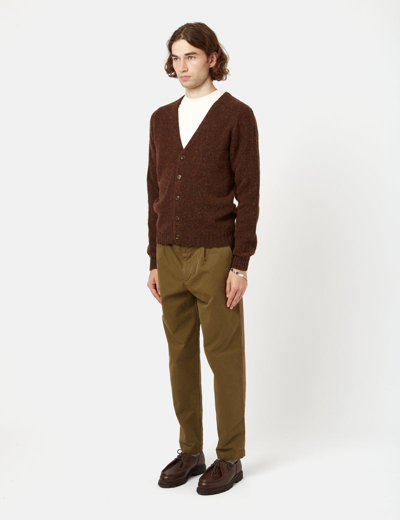 Bhode Lambswool Cardigan (Made in Scotland) - Coffee
