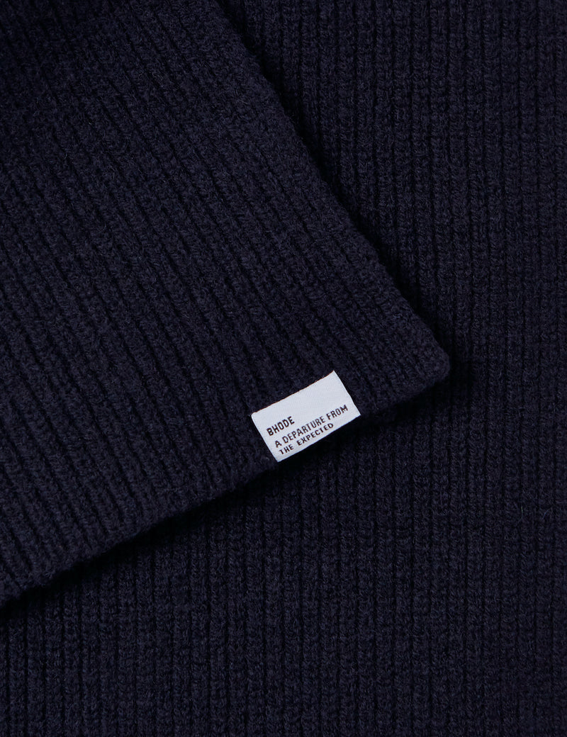 Bhode Hawick Scarf（Lambswool）-ネイビーブルー