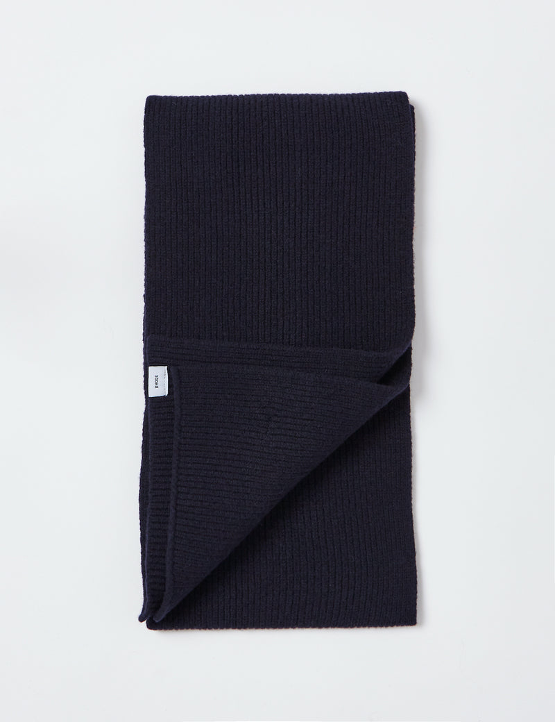 Bhode Hawick Scarf（Lambswool）-ネイビーブルー