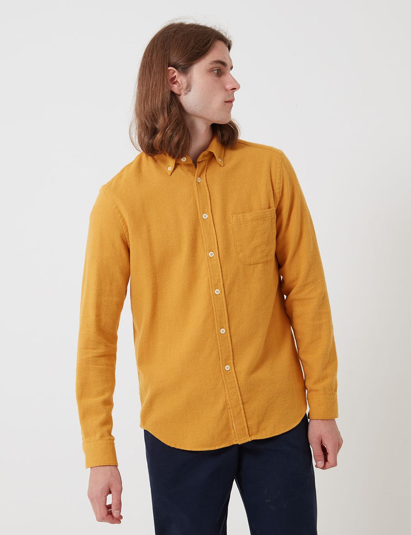 Bhode Classic Button Down Shirt (Cotton) - Mustard