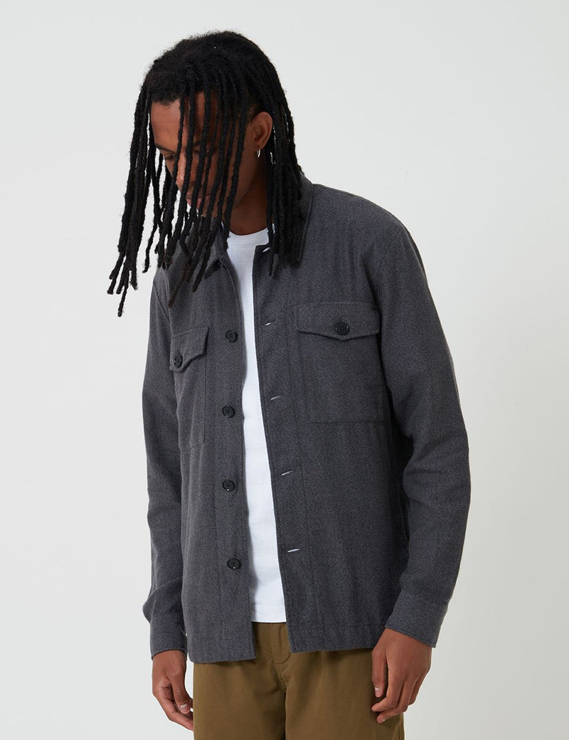 Bhode Flannel Over Shirt (Cotton)-차콜 그레이