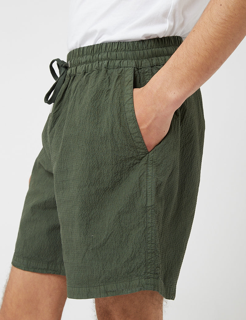 Bhode Drawstring Shorts (Seersucker) - Flaschengrün