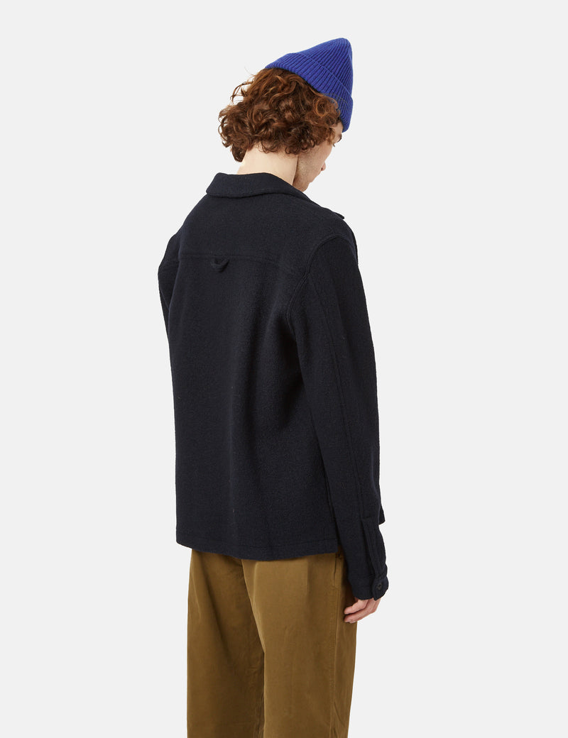 Bhode Overshirt (Boiled Wool) - Dark Navy Blue