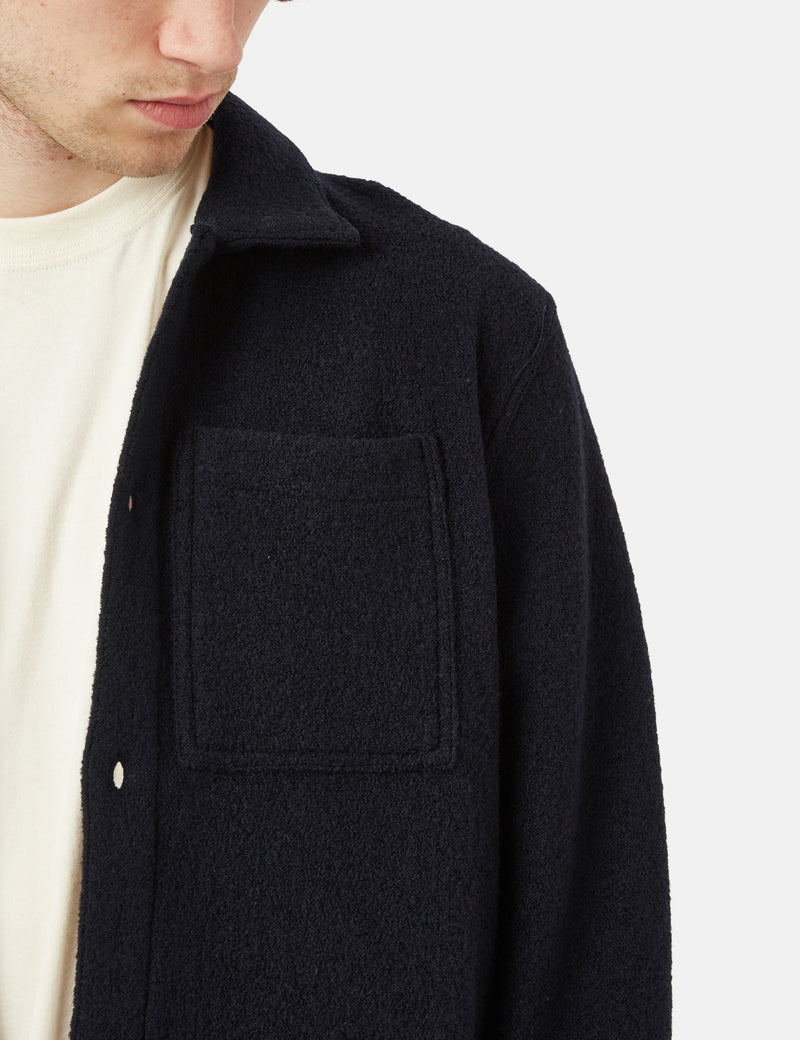 Bhode Overshirt (Boiled Wool) - Dark Navy Blue