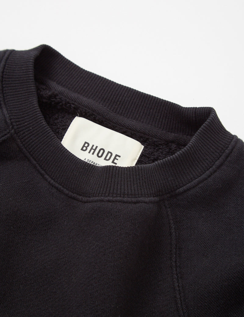 Bhode Raglan Crew Sweatshirt (Loopback) - Schwarz