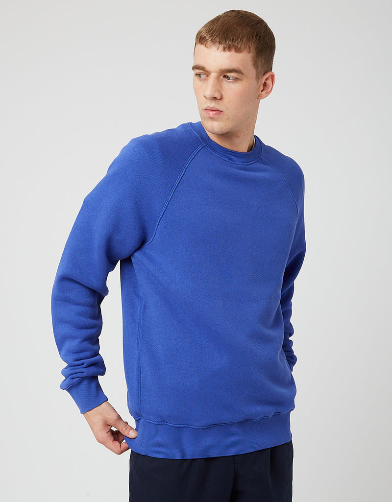 Bhode Raglan Crew Sweatshirt (Loopback) - Bleu Français