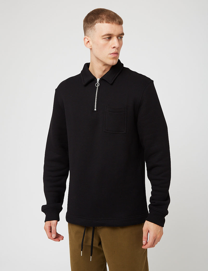 Sweat - Bhode demi-zip Bhode Everyday (boucle) - Noir pirate