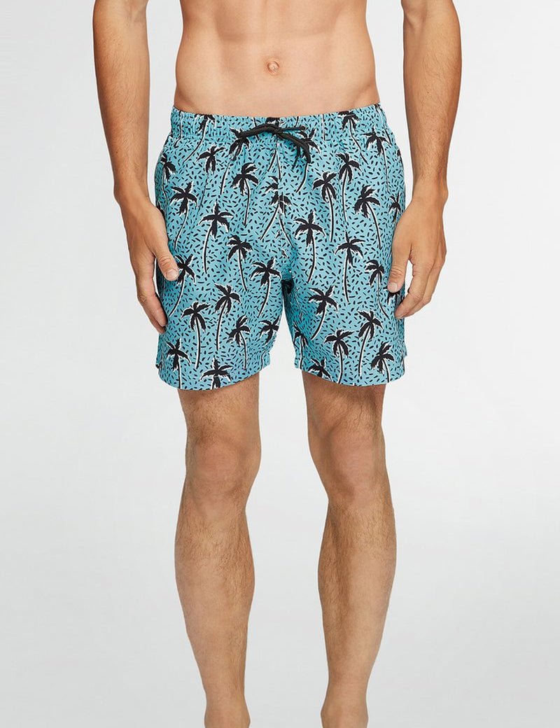 Boardies Flair Palm Swim Shorts (Mid-Length) - Blue