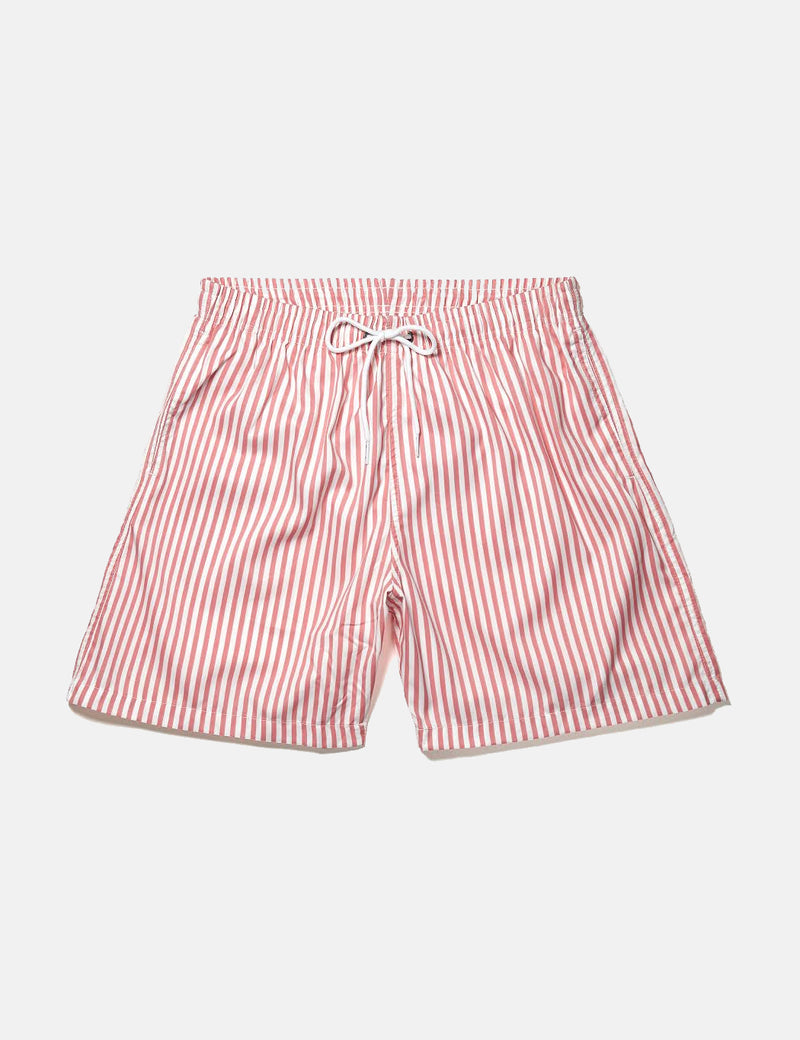 Short de bain à cordon de serrage Boardies Stripes (longueur courte) - Rose/Blanc